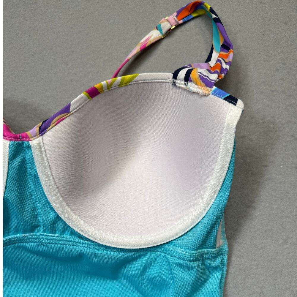 BLEU BY ROD BEATTIE Kore Shirred Bandeau One-Piece Swimsuit Multi 10 $125 - Picture 8 of 11